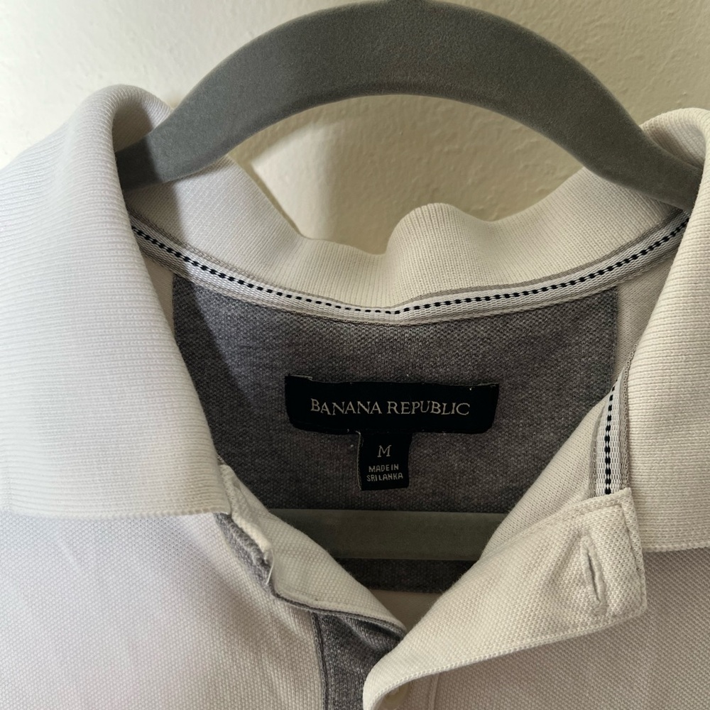 Banana Republic Blue Grey Contrast Stripe Polo Size M - Picture 4 of 4